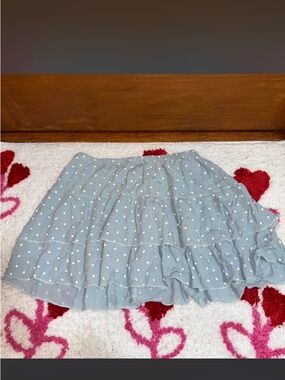 Light Blue Polka Dot Tiered Skirt - Women
